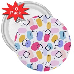 Abstract Multicolored Shapes 3  Buttons (10 Pack)  by SychEva