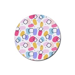 Abstract Multicolored Shapes Rubber Coaster (round) by SychEva