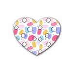 Abstract Multicolored Shapes Rubber Coaster (Heart) Front