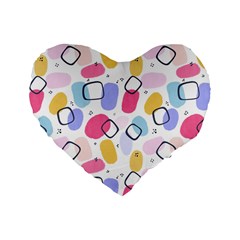 Abstract Multicolored Shapes Standard 16  Premium Heart Shape Cushions by SychEva