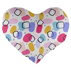 Abstract Multicolored Shapes Large 19  Premium Heart Shape Cushions by SychEva