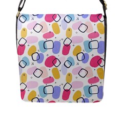 Abstract Multicolored Shapes Flap Closure Messenger Bag (l) by SychEva