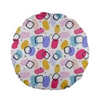 Abstract Multicolored Shapes Standard 15  Premium Flano Round Cushions Front