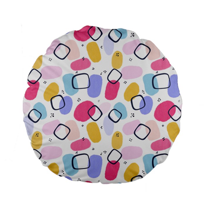 Abstract Multicolored Shapes Standard 15  Premium Flano Round Cushions