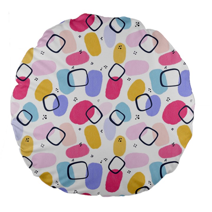 Abstract Multicolored Shapes Large 18  Premium Flano Round Cushions