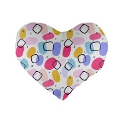 Abstract Multicolored Shapes Standard 16  Premium Flano Heart Shape Cushions by SychEva