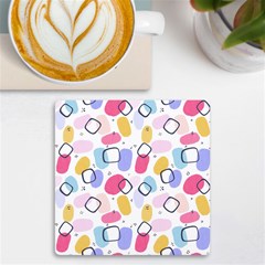 Abstract Multicolored Shapes Uv Print Square Tile Coaster  by SychEva