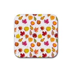 Watercolor Autumn Leaves Rubber Coaster (square) by SychEva