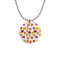 Watercolor Autumn Leaves 1  Button Necklace by SychEva