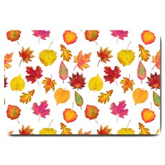 Watercolor Autumn Leaves Large Doormat  by SychEva