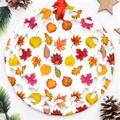 Watercolor Autumn Leaves Ornament (round Filigree) by SychEva