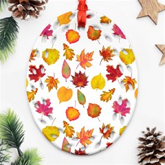 Watercolor Autumn Leaves Ornament (oval Filigree) by SychEva