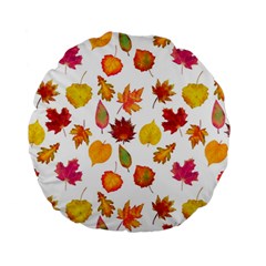 Watercolor Autumn Leaves Standard 15  Premium Round Cushions by SychEva