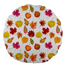 Watercolor Autumn Leaves Large 18  Premium Round Cushions by SychEva