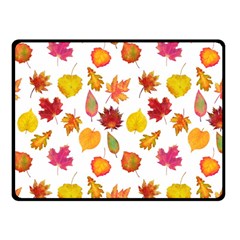 Watercolor Autumn Leaves Double Sided Fleece Blanket (small)  by SychEva