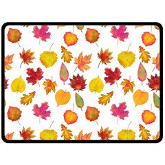 Watercolor Autumn Leaves Double Sided Fleece Blanket (large)  by SychEva