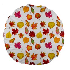 Watercolor Autumn Leaves Large 18  Premium Flano Round Cushions