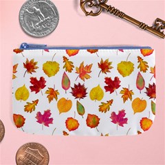 Watercolor Autumn Leaves Large Coin Purse by SychEva