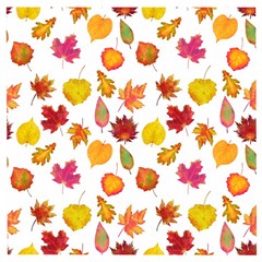 Watercolor Autumn Leaves Wooden Puzzle Square by SychEva