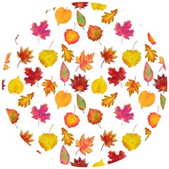 Watercolor Autumn Leaves Wooden Puzzle Round by SychEva