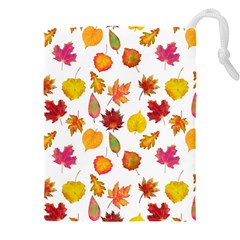 Watercolor Autumn Leaves Drawstring Pouch (4xl) by SychEva