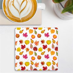 Watercolor Autumn Leaves Uv Print Square Tile Coaster  by SychEva