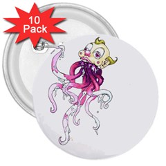 Carnie Squid 3  Buttons (10 Pack)  by Limerence