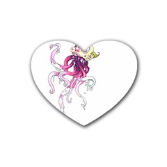 Carnie Squid Rubber Heart Coaster (4 Pack) by Limerence