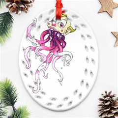 Carnie Squid Oval Filigree Ornament (two Sides)