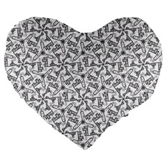 Geometric City Large 19  Premium Flano Heart Shape Cushions by SychEva