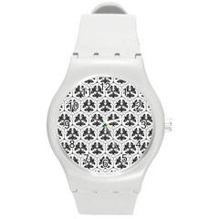 Night Moths Round Plastic Sport Watch (m) by SychEva