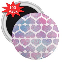 Multicolored Hearts 3  Magnets (100 Pack) by SychEva