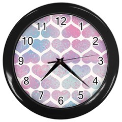 Multicolored Hearts Wall Clock (black) by SychEva