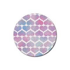 Multicolored Hearts Rubber Coaster (round) by SychEva