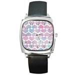 Multicolored Hearts Square Metal Watch Front