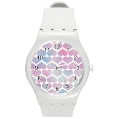 Multicolored Hearts Round Plastic Sport Watch (m) by SychEva