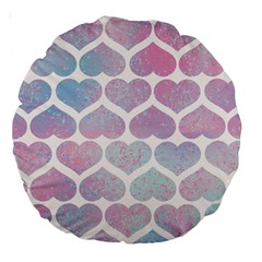 Multicolored Hearts Large 18  Premium Round Cushions by SychEva