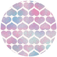 Multicolored Hearts Wooden Puzzle Round