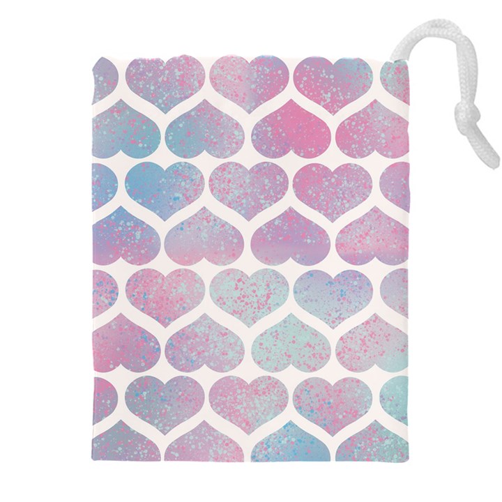 Multicolored Hearts Drawstring Pouch (5XL)