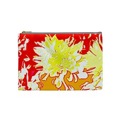 Red And Yellow Floral Cosmetic Bag (medium) by 3cl3ctix