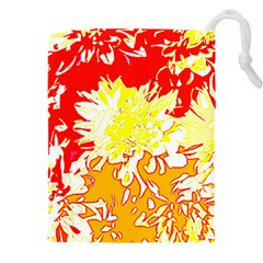 Red And Yellow Floral Drawstring Pouch (4xl) by 3cl3ctix