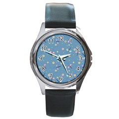 Cute Dragonflies In Spring Round Metal Watch by SychEva