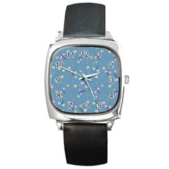 Cute Dragonflies In Spring Square Metal Watch by SychEva