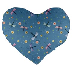 Cute Dragonflies In Spring Large 19  Premium Heart Shape Cushions by SychEva