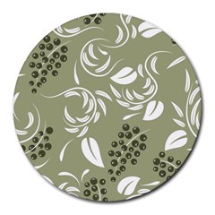 Folk flowers print Floral pattern Ethnic art Round Mousepads