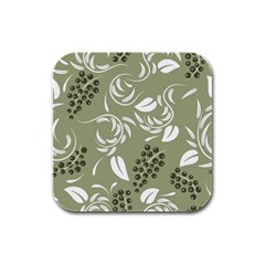 Folk flowers print Floral pattern Ethnic art Rubber Square Coaster (4 pack)