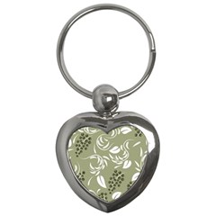 Folk Flowers Print Floral Pattern Ethnic Art Key Chain (heart) by Eskimos