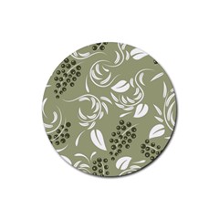 Folk flowers print Floral pattern Ethnic art Rubber Round Coaster (4 pack)