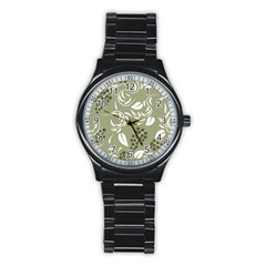 Folk Flowers Print Floral Pattern Ethnic Art Stainless Steel Round Watch by Eskimos