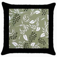 Folk Flowers Print Floral Pattern Ethnic Art Throw Pillow Case (black) by Eskimos